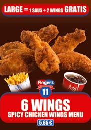 Our 6 Chicken Wings Menu, a Spice Chicken Wings Menu for only 5,65 €